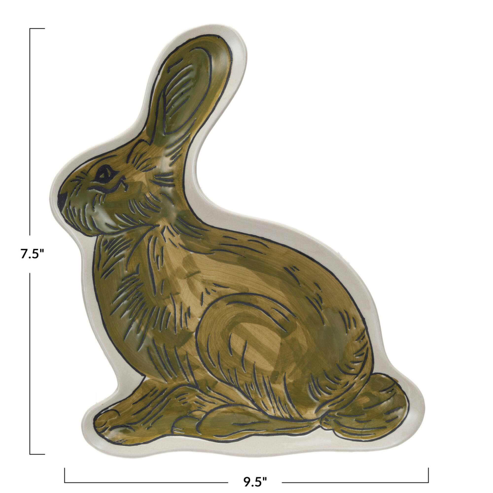 Hello Honey® 9.5" Brown Hand-Painted Stoneware Rabbit Plate